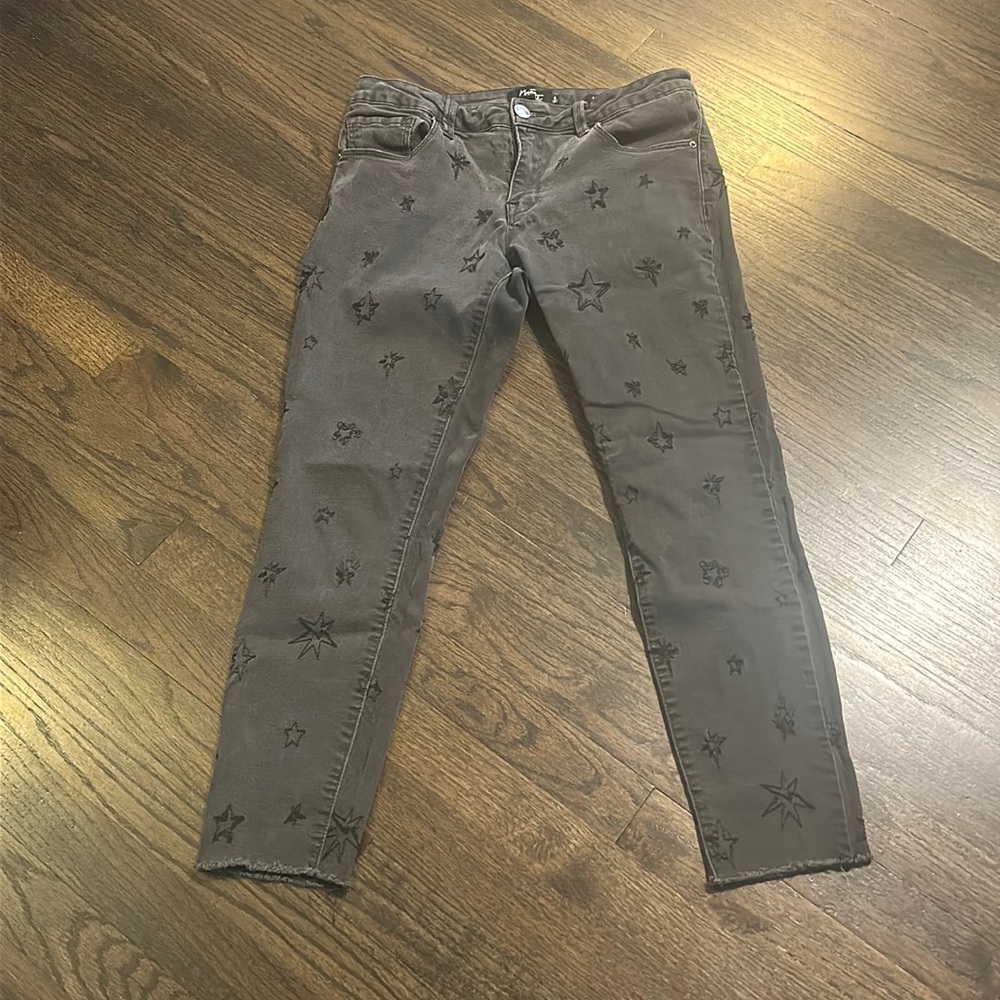 Nannette Nannette Lepore Black Skinny Jeans Raw Hem Stars 8 Hamilton Skinny EUC